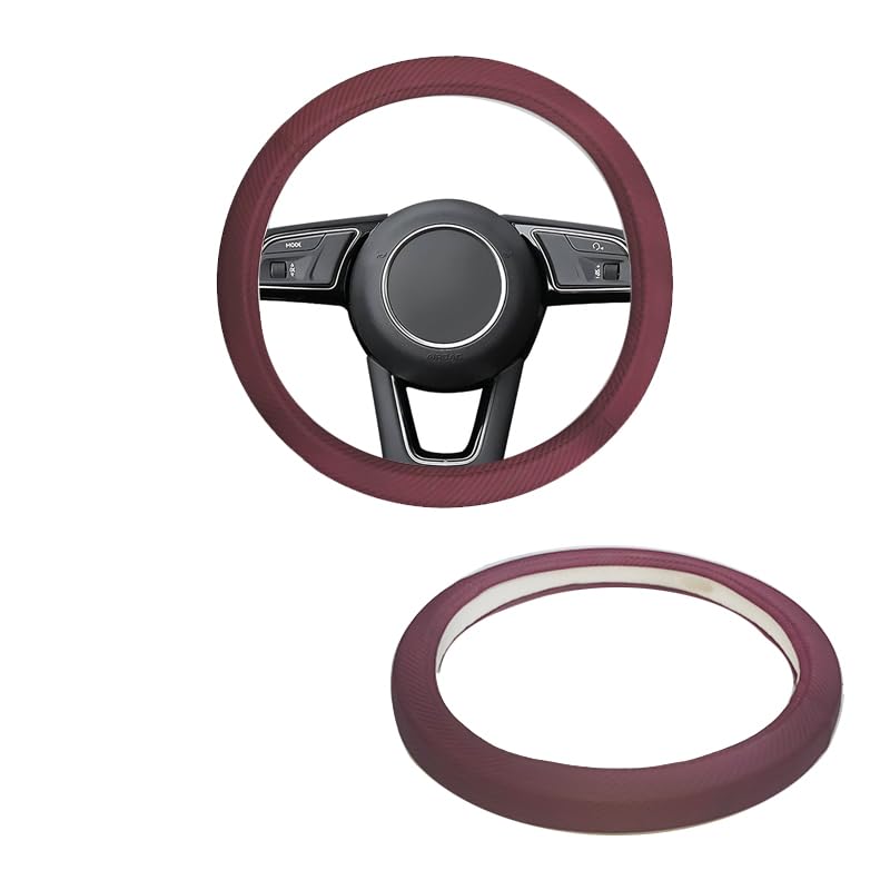 KaberTrade Car Steering Wheel Protector Cover Anti-Slip Car Interior Accessories Compatible with Most Cars (Maroon Carbon Code :8513) - KaberTrade