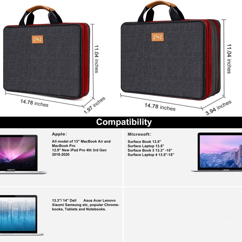 ZINZ Slim & Expandable Laptop Sleeve 15 15.6 16 Inch Case Bag for Popular 15"-16" Notebooks Water-Resistant Handbag Multipurpose Computer Accessories Storage Bag,B01RD01 - Image 2