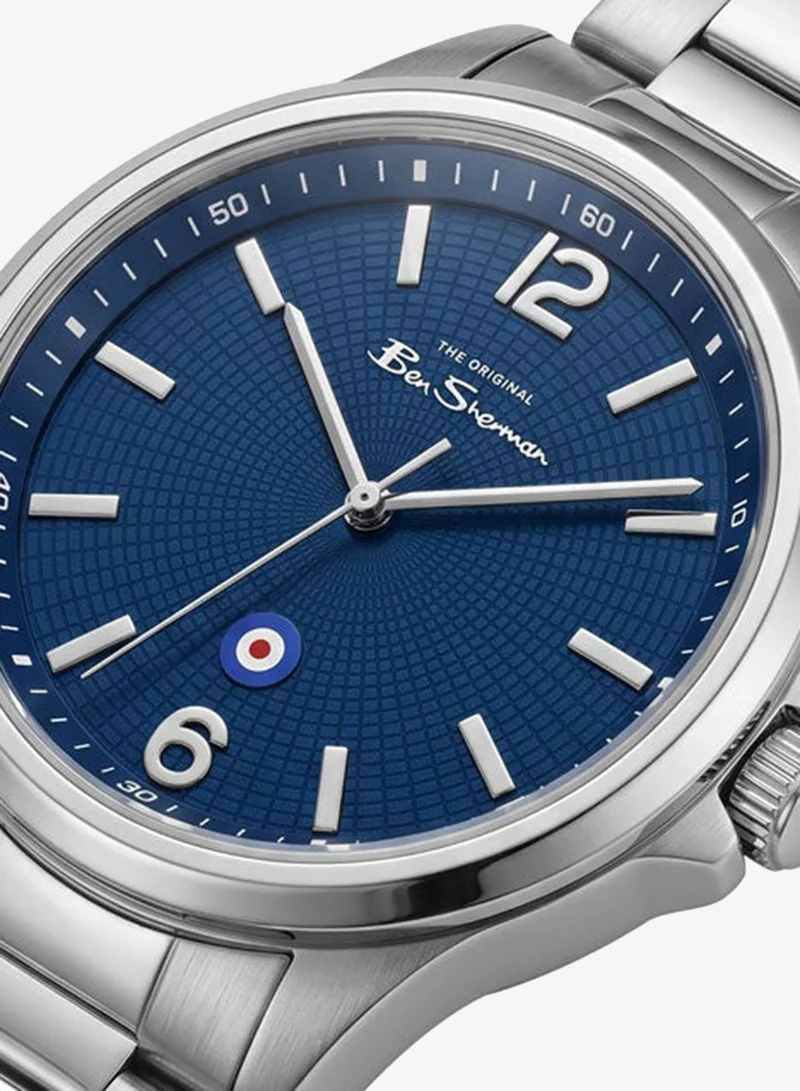 Ben Sherman Westminster Blue Dial Stainless Steel Bracelet Analog Watch for Men, 43mm