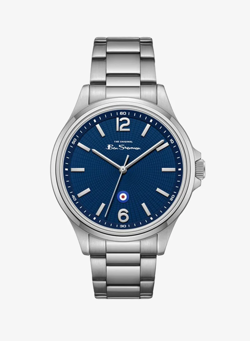 Ben Sherman Westminster Blue Dial Stainless Steel Bracelet Analog Watch for Men, 43mm