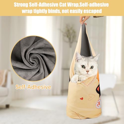 ZINGTERRA Cat Grooming Wrap,Anti-Escape Cat Wrap for Grooming,Self-Adherent Soft Cat Blanket to Wrap,Clip Nails, Anti-Bite, Anti-Scratch,Cat Calming Wrap,Cat Burrito Wrap,Swaddle Wrap Pet Tool Large Size - Image 2