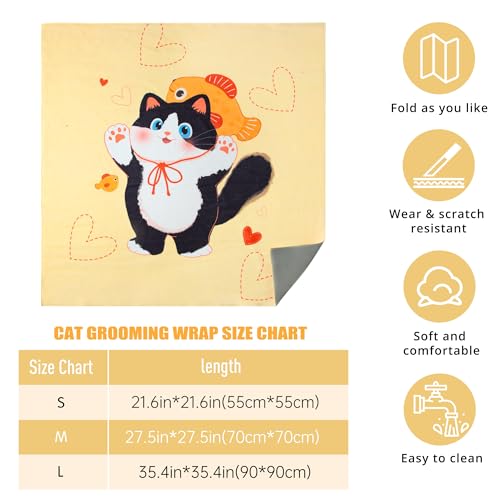ZINGTERRA Cat Grooming Wrap,Anti-Escape Cat Wrap for Grooming,Self-Adherent Soft Cat Blanket to Wrap,Clip Nails, Anti-Bite, Anti-Scratch,Cat Calming Wrap,Cat Burrito Wrap,Swaddle Wrap Pet Tool Large Size - Image 3