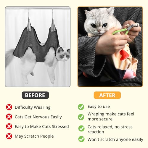 ZINGTERRA Cat Grooming Wrap,Anti-Escape Cat Wrap for Grooming,Self-Adherent Soft Cat Blanket to Wrap,Clip Nails, Anti-Bite, Anti-Scratch,Cat Calming Wrap,Cat Burrito Wrap,Swaddle Wrap Pet Tool Large Size - Image 4