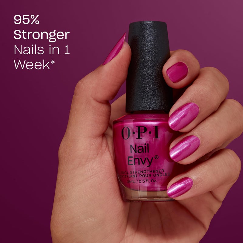 OPI Nail Envy Strengthener Powerful Pink | Opaque Bright Pink Pearl Strengthening Nail Polish Treatment | Strengthen Weak & Thin Nails - Image 2