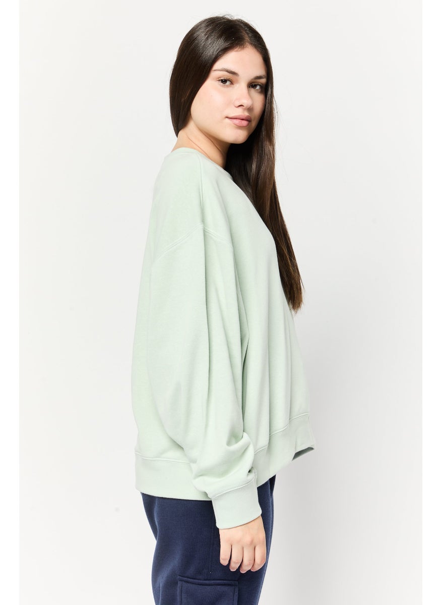 Adidas Women Sportswear Fit Long Sleeve Outdoor Sweatshirt, Sage  - Image 3