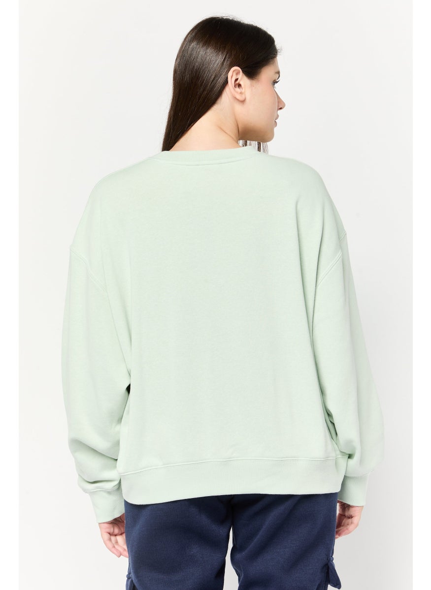 Adidas Women Sportswear Fit Long Sleeve Outdoor Sweatshirt, Sage  - Image 4