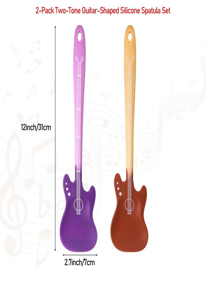 CATOSUM 2-Pack Two-Tone Guitar-Shaped Silicone Spatula Set - Music-Themed Non-Stick Cooking/Baking Tools, Creative Kitchen Helper for Home Chefs & Bakers - Image 2