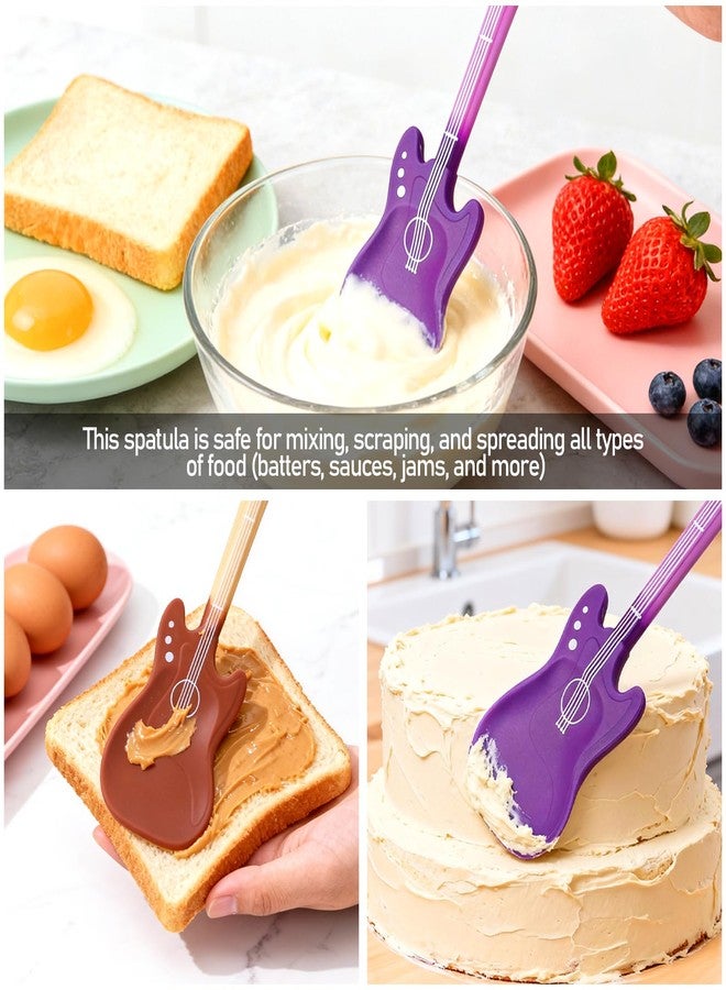 CATOSUM 2-Pack Two-Tone Guitar-Shaped Silicone Spatula Set - Music-Themed Non-Stick Cooking/Baking Tools, Creative Kitchen Helper for Home Chefs & Bakers - Image 4