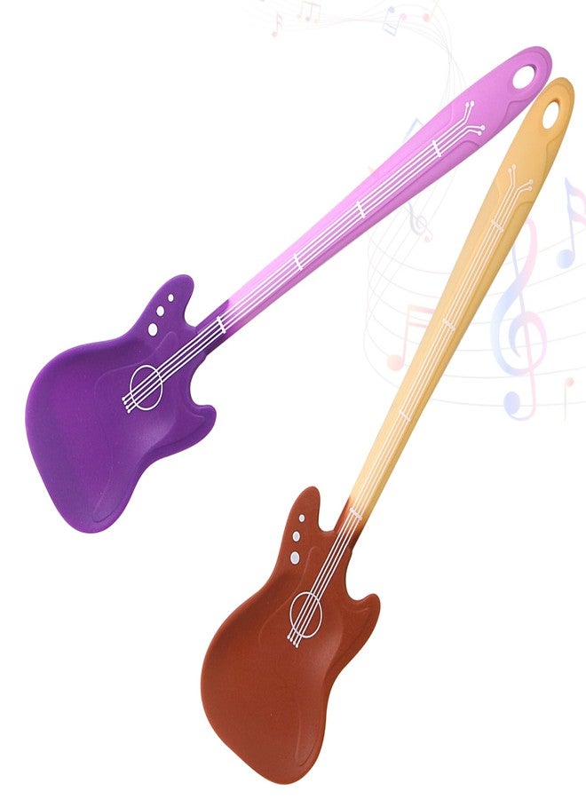 CATOSUM 2-Pack Two-Tone Guitar-Shaped Silicone Spatula Set - Music-Themed Non-Stick Cooking/Baking Tools, Creative Kitchen Helper for Home Chefs & Bakers - Image 1