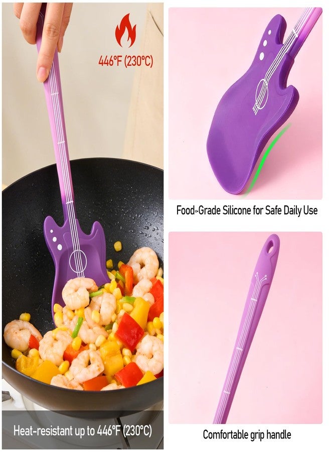 CATOSUM 2-Pack Two-Tone Guitar-Shaped Silicone Spatula Set - Music-Themed Non-Stick Cooking/Baking Tools, Creative Kitchen Helper for Home Chefs & Bakers - Image 5