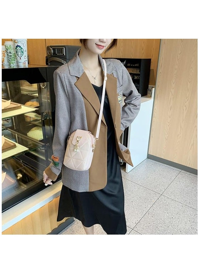ماركة غير محددة - Crossbody Phone Bag for Women, Girls Shoulder Phone Bag with Long Strap Zips, Lightweight Leather Shoulder Purse Handbag, Small Crossbody Bag Lovely Mini Handbag Purse (Phone Purse for Pink) - Image 1