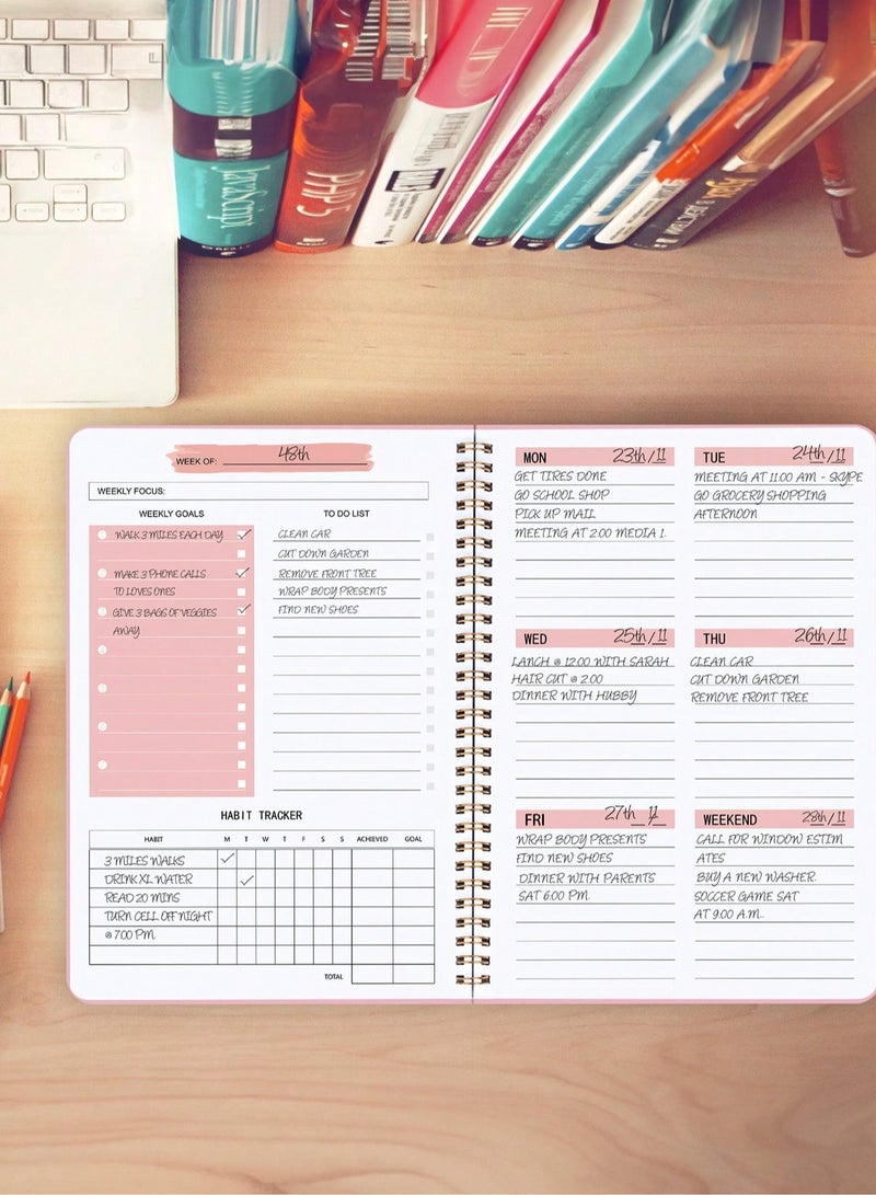 52-Week Undated Weekly Planner – Goal-Oriented Spiral Notebook with Habit Tracker & To-Do List, Thick Paper & Waterproof Cover, Perfect for Work, Study & Home Organization - Image 1