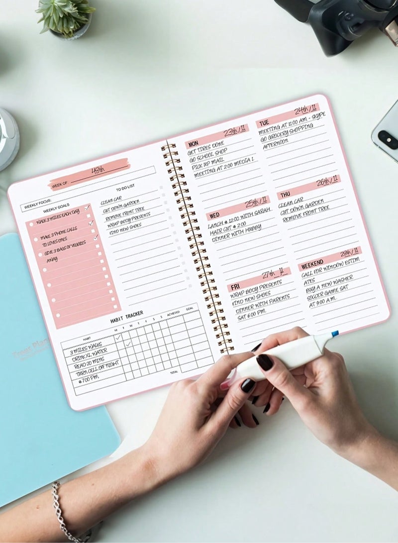 52-Week Undated Weekly Planner – Goal-Oriented Spiral Notebook with Habit Tracker & To-Do List, Thick Paper & Waterproof Cover, Perfect for Work, Study & Home Organization - Image 3