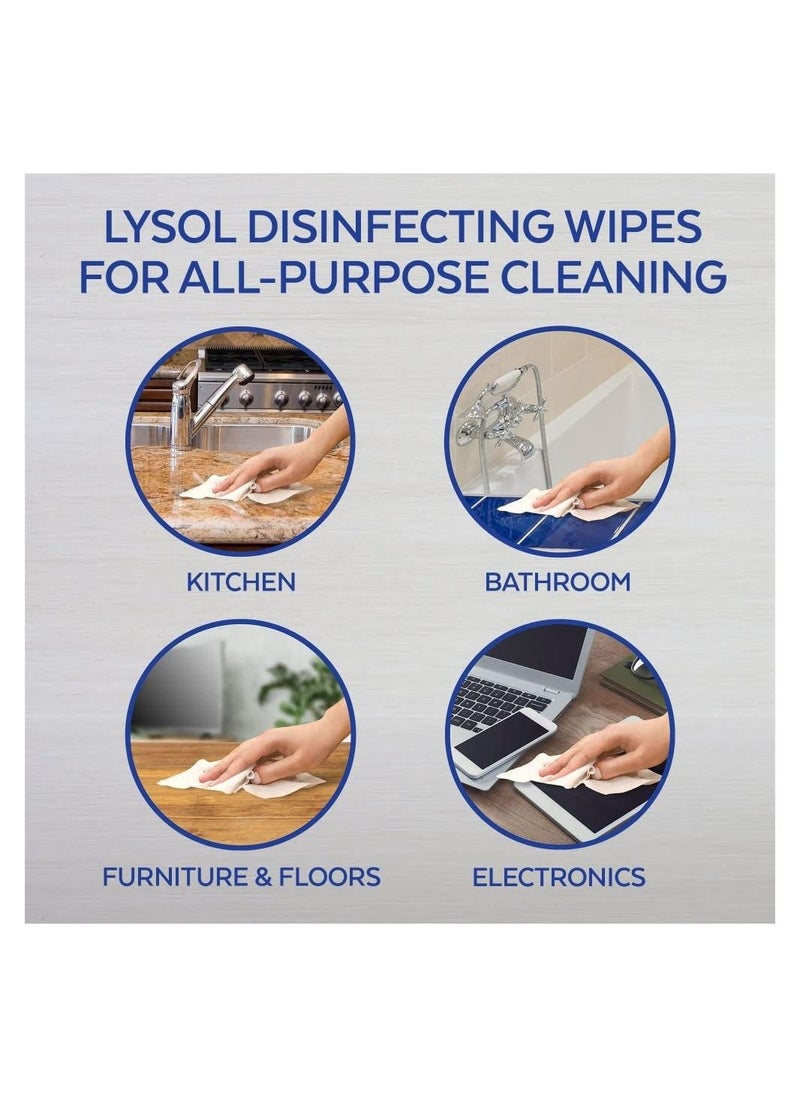 Lysol مناديل تطهير الأسطح Spring Waterfall 80 منديلًا للتنظيف والتطهير  - Image 5