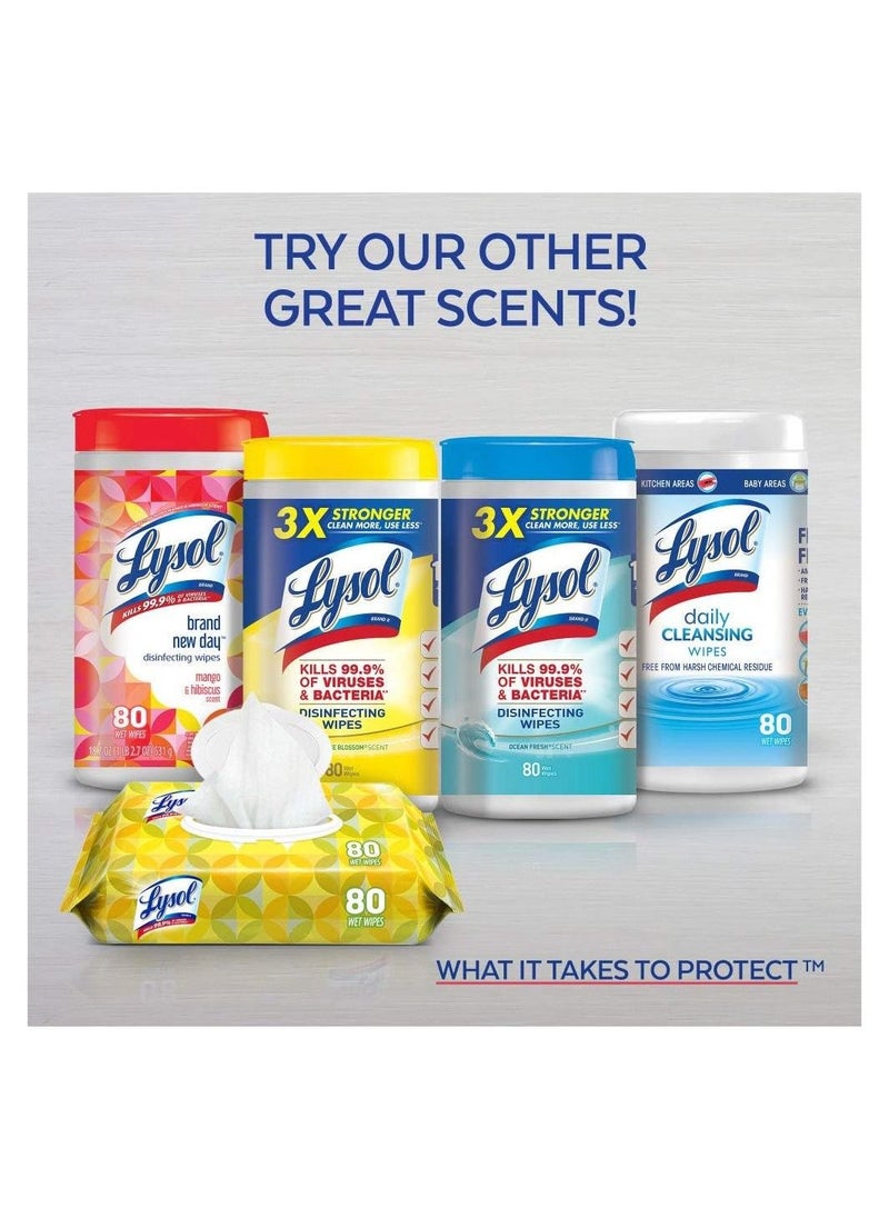 Lysol - مناديل تطهير الأسطح Spring Waterfall 80 منديلًا للتنظيف والتطهير - Image 1