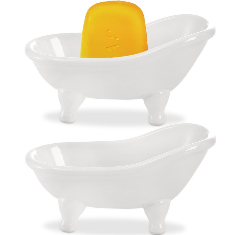 DEAYOU 2Pack صحن صابون سيراميك لحوض الاستحمام مع تصريف لدش الحمام ومطبخ الطاولة