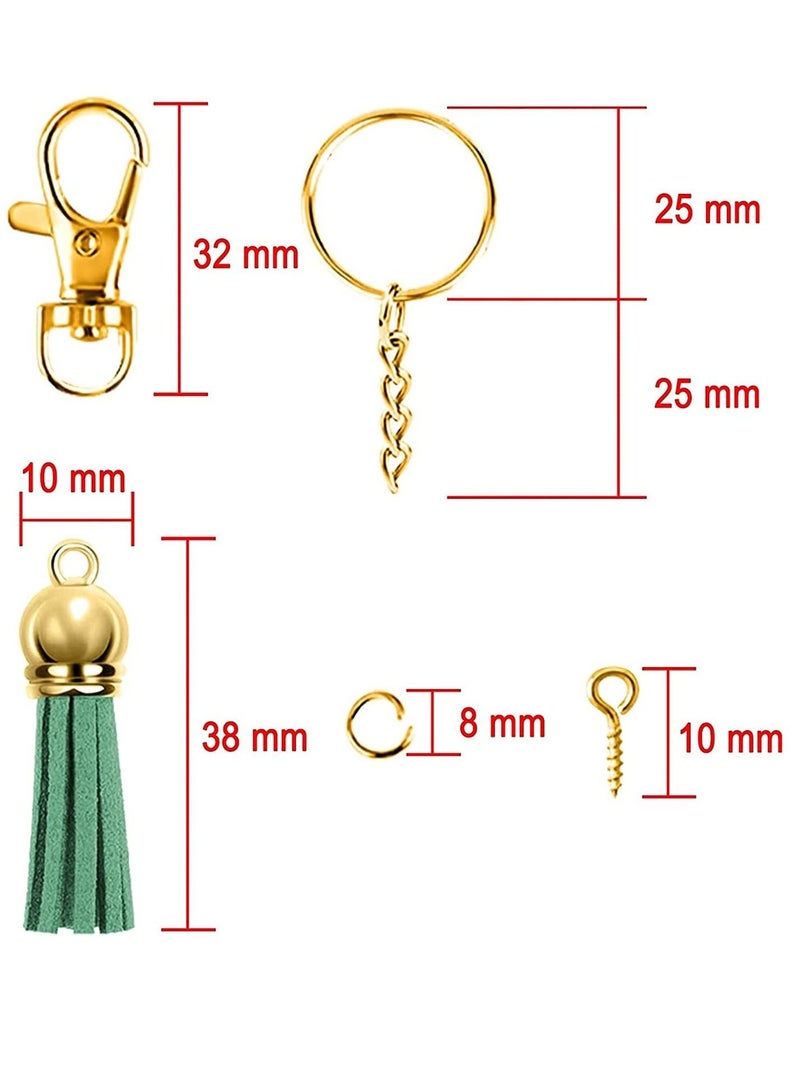 Captaintech 350 Pcs Key Chain Rings Set with Craft Tassels, Hooks  Chain, Jump Ring, and Screw Eye Pins for Crafts(Gold and Silver) - Image 4