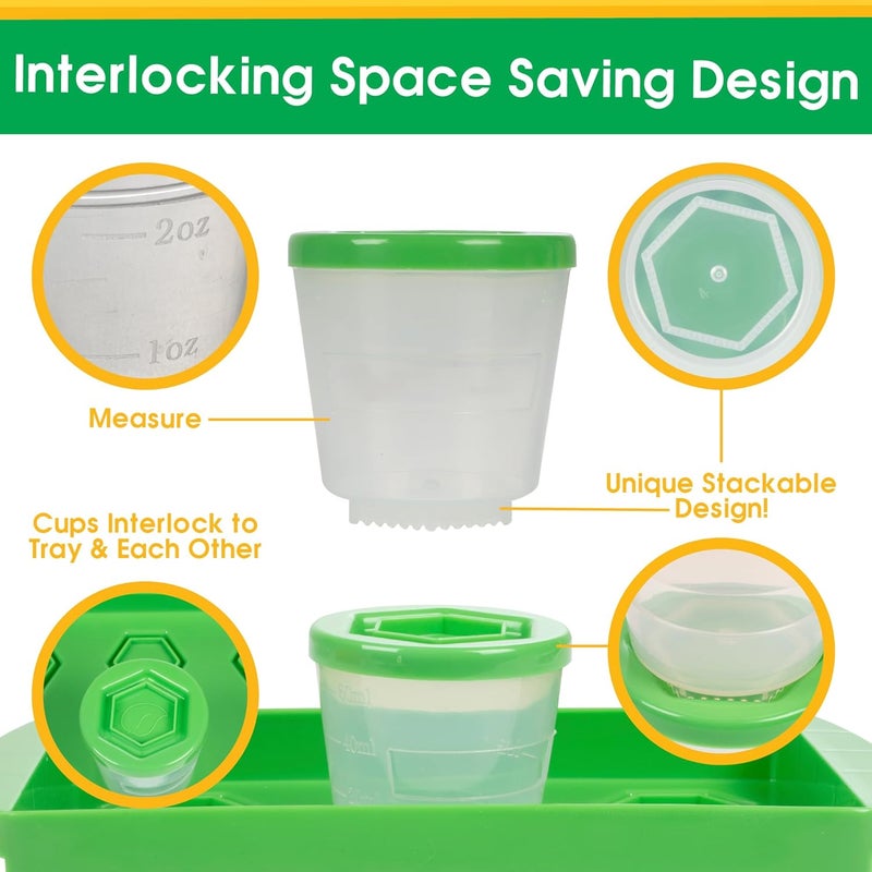 Sprout Cups حاويات تخزين طعام الأطفال مع أغطية اكتب ما تريد 12 حزمة 2 أونصة زجاجات بلاستيكية قابلة لإعادة الاستخدام مقاومة للتسرب صينية آمنة في الفريزر والميكروويف وغسالة الصحون خالية من BPA وPVC متوافقة مع خلاط بullet هدية - Image 3