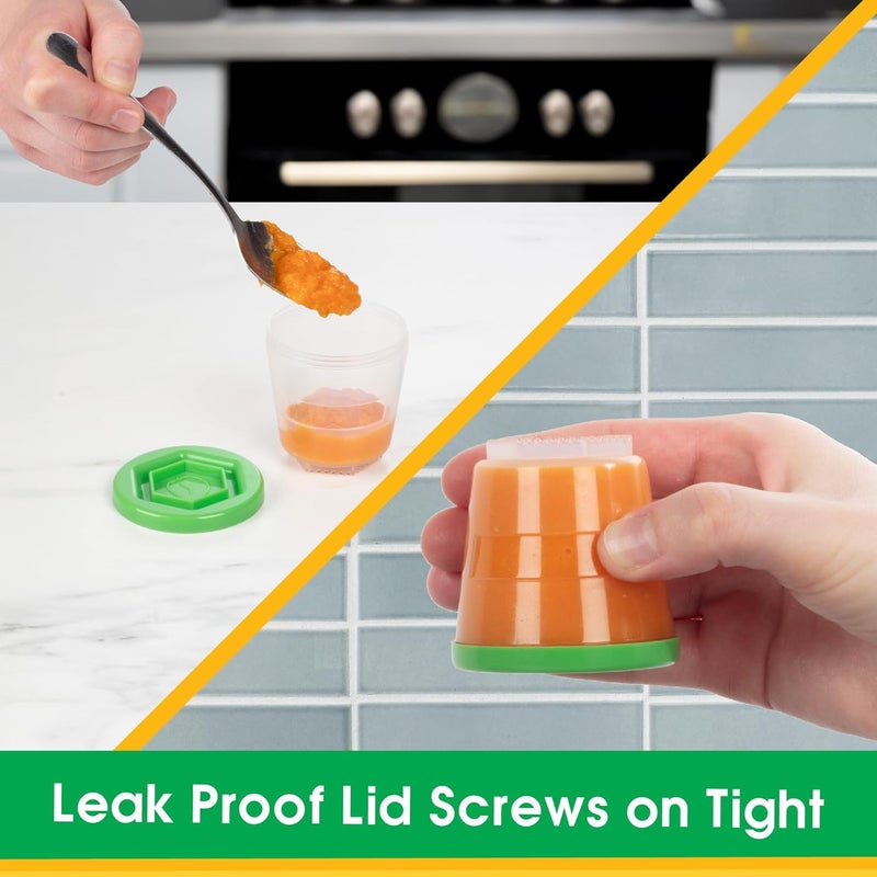 Sprout Cups حاويات تخزين طعام الأطفال مع أغطية اكتب ما تريد 12 حزمة 2 أونصة زجاجات بلاستيكية قابلة لإعادة الاستخدام مقاومة للتسرب صينية آمنة في الفريزر والميكروويف وغسالة الصحون خالية من BPA وPVC متوافقة مع خلاط بullet هدية - Image 5