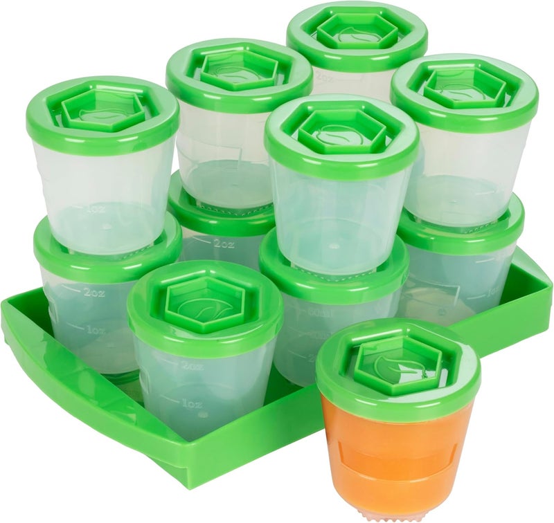 Sprout Cups حاويات تخزين طعام الأطفال مع أغطية اكتب ما تريد 12 حزمة 2 أونصة زجاجات بلاستيكية قابلة لإعادة الاستخدام مقاومة للتسرب صينية آمنة في الفريزر والميكروويف وغسالة الصحون خالية من BPA وPVC متوافقة مع خلاط بullet هدية - Image 1