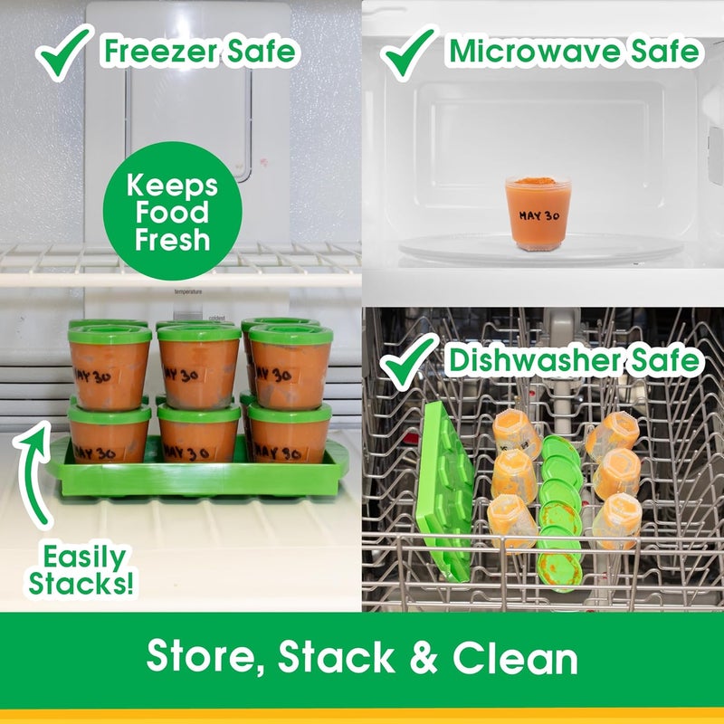 Sprout Cups حاويات تخزين طعام الأطفال مع أغطية اكتب ما تريد 12 حزمة 2 أونصة زجاجات بلاستيكية قابلة لإعادة الاستخدام مقاومة للتسرب صينية آمنة في الفريزر والميكروويف وغسالة الصحون خالية من BPA وPVC متوافقة مع خلاط بullet هدية - Image 4