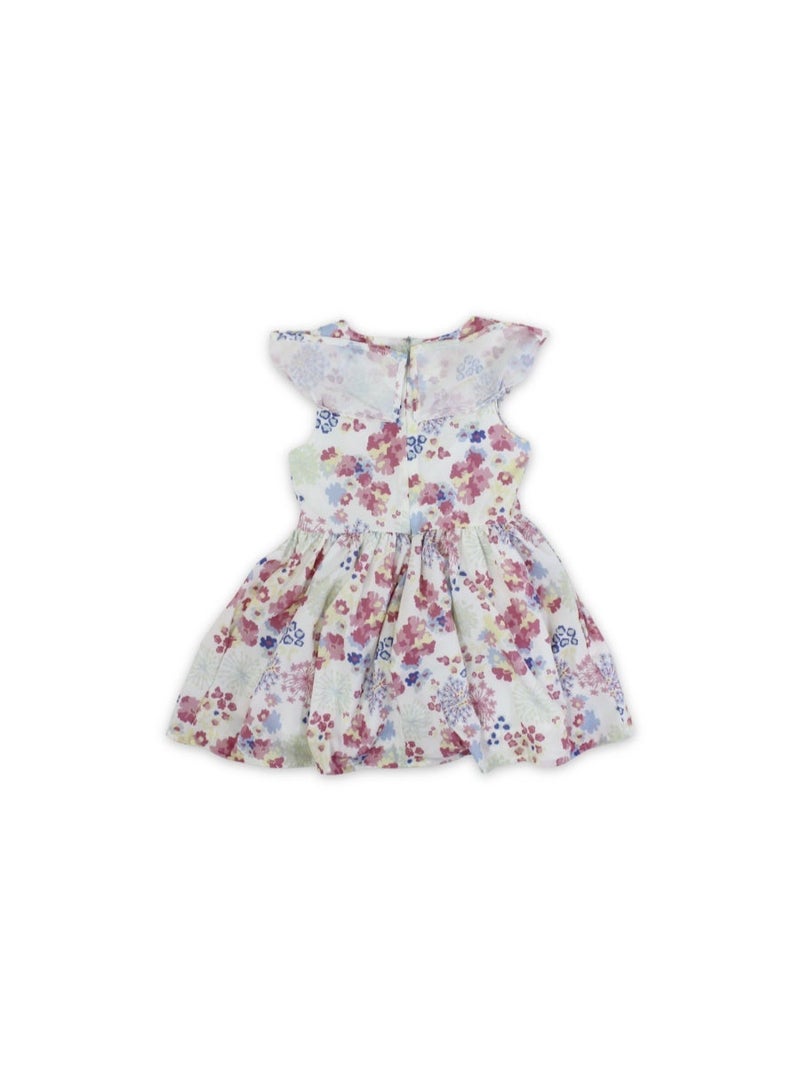 Pompelo Girls Cotton Dress – Off-White with Flowers Print - Image 2