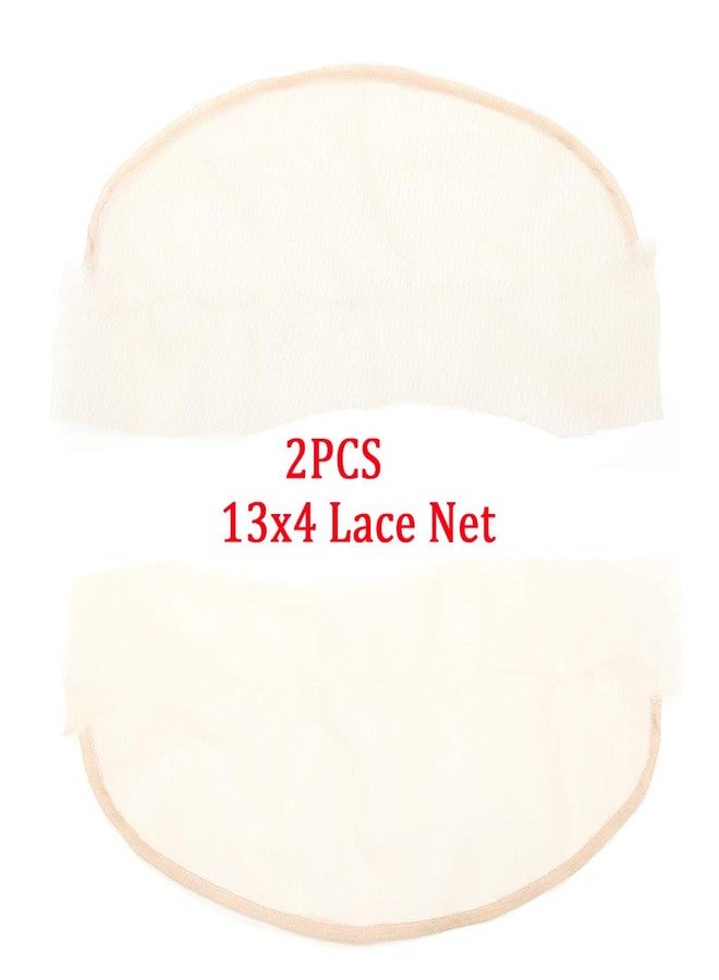 BTWTRY 13x4 Lace Frontal Net Material Medium Brown Color Swiss Lace Frontal Closure Base 2Pcs Foundation Wig Accessories Lace Net for Making Frontal (13x4 Lace Net, Medium Brown) - Image 1