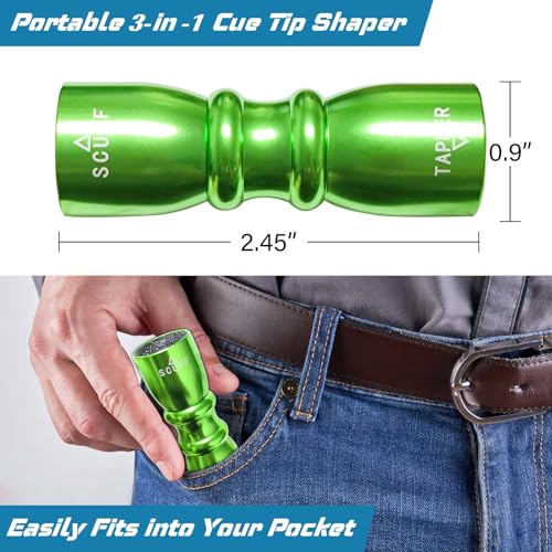 MoyanSuper 3-in-1 Pool Cue Tip Shaper Billiard Cue Stick Accessories Repair Tool, Enhance Your Game with Shaper, Scuffer, and Aerator, Great Choice for Husbands and Friends,Green - Image 4
