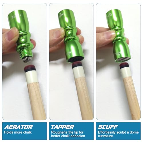 MoyanSuper 3-in-1 Pool Cue Tip Shaper Billiard Cue Stick Accessories Repair Tool, Enhance Your Game with Shaper, Scuffer, and Aerator, Great Choice for Husbands and Friends,Green - Image 5