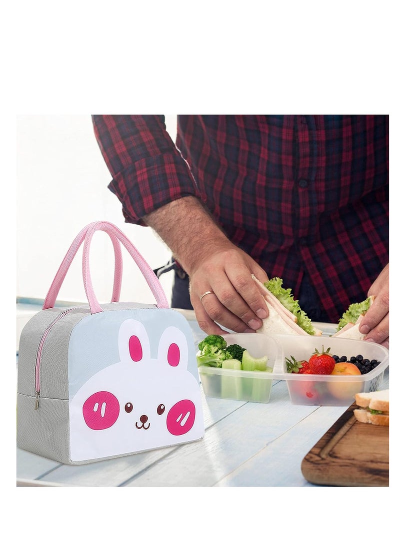 Cartoon Animal Print Lunch Bag Portable Insulated Cooler -  Rabbit - Image 4