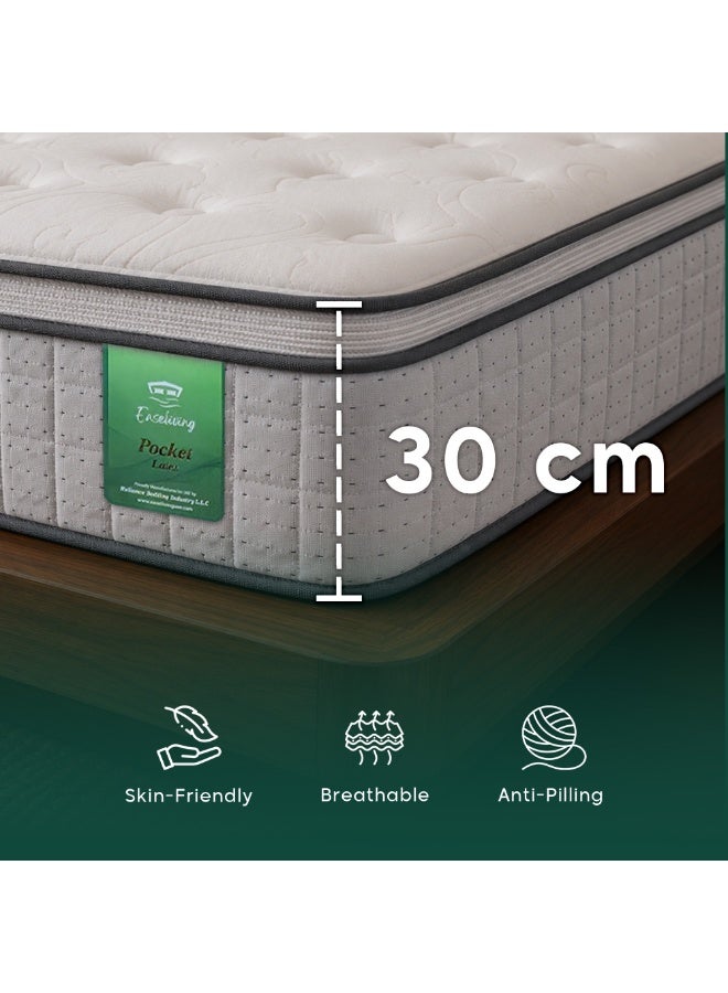 Easeliving Pocket Spring 7-Zone Natural Organic Latex Double Bed Mattress 120x200 cm – 30 cm Thick Medium Orthopedic Mattress with Breathable Knitted Fabric & Edge Support | GOLS Certified - Image 2