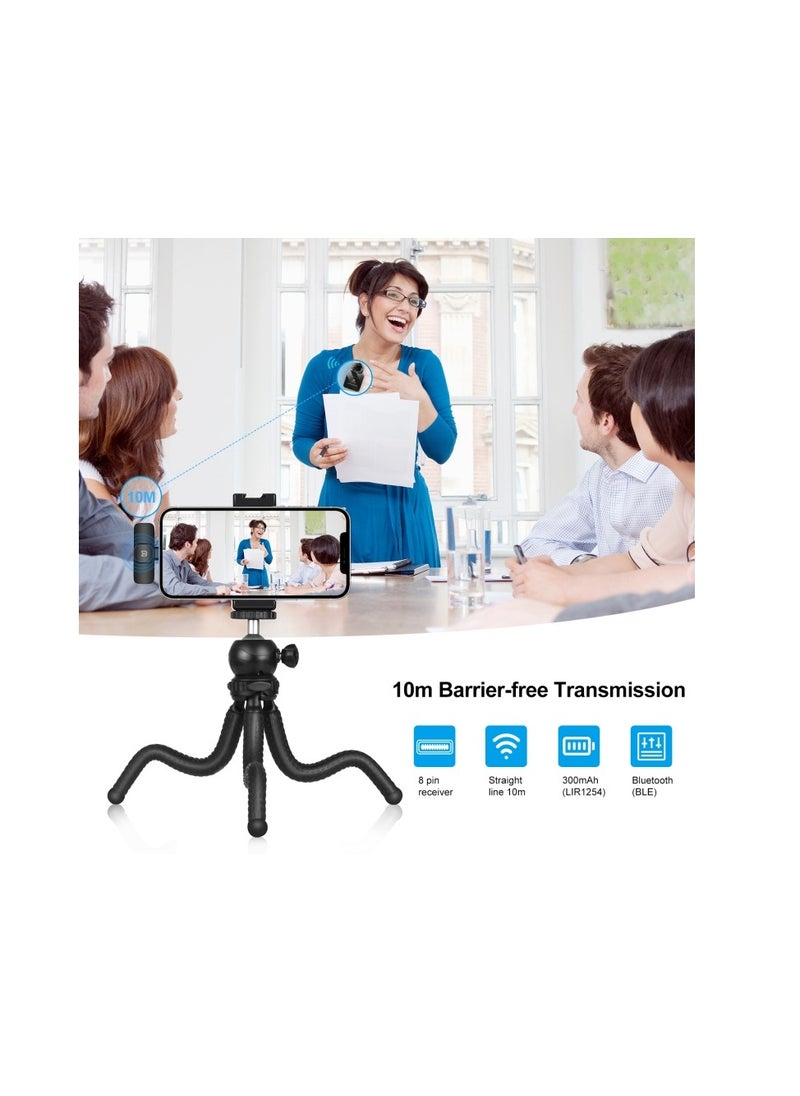 PULUZ - PULUZ Wireless Lavalier Microphone for iPhone 14 13 12 11 Xs iPad, 8 Pin Receiver and Dual Microphones - Image 1