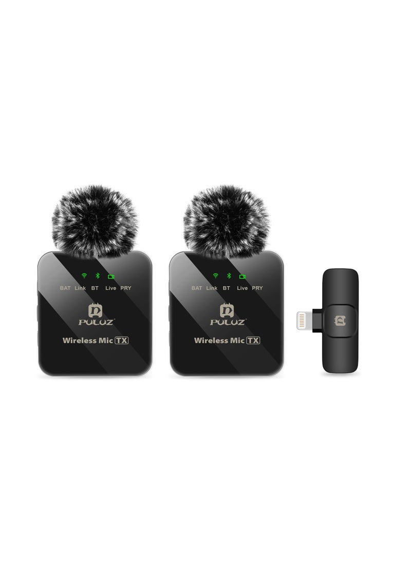 PULUZ - PULUZ Wireless Lavalier Microphone for iPhone 14 13 12 11 Xs iPad, 8 Pin Receiver and Dual Microphones - Image 1