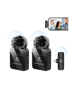 PULUZ PULUZ Wireless Lavalier Microphone for iPhone 14 13 12 11 Xs iPad, 8 Pin Receiver and Dual Microphones  - Image 1