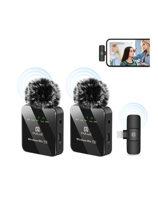 PULUZ Wireless Lavalier Microphone for iPhone 14 13 12 11 Xs iPad, 8 Pin Receiver and Dual Microphones - pzsku/Z80831547EFAE8593CAAFZ/45/1746205711/33765510-11bb-4d59-80f1-cfeef0e077cc