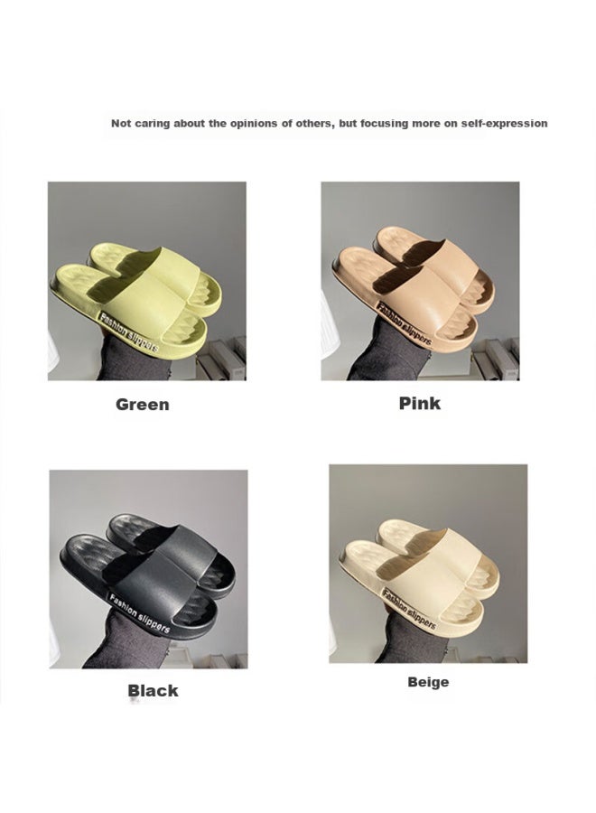 Iqgd Uni Slippers Soft Bottom Couples Anti-slip Bathroom Home Slippers 1819 Black Size 36-37 - Image 2
