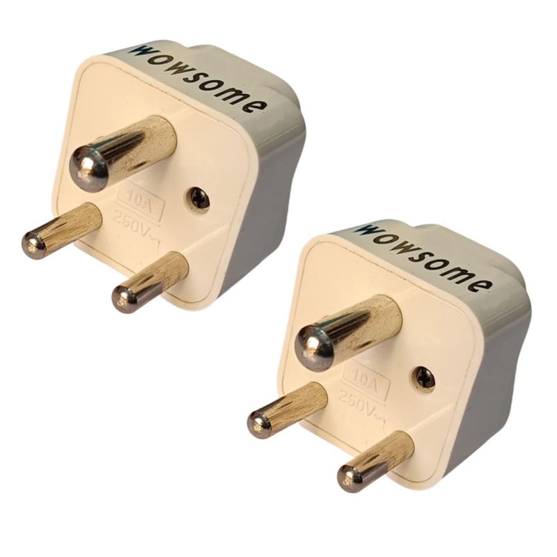 WOWSOME WOWSOME US to India Converter Plug Adapter for UK USA Canada Australia to Indian Power Socket Pack of 2 White - Image 1