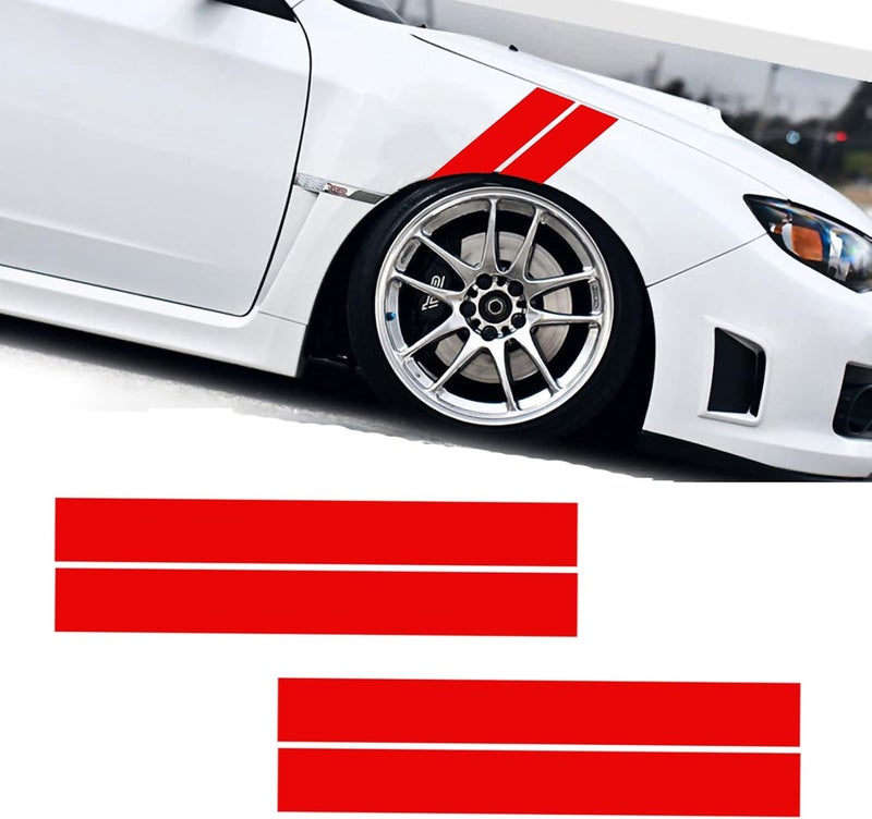 Voroly Car Wheel Fender Reflective Decal Sticker Warning Safety Reflector Strips Sticker Hood Head Lamp Bumper Guards Universal Fits Car Truck or SUV 1 Set of 4 Pcs Red - Image 2