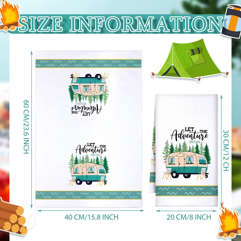Boyiee Set of 6 Camping Kitchen Towels White Absorbent Dishcloth Bonfire Tent Car Tea Towels 24 x 16 Inches with Funny Sayings Novelty Gifts for Campers Happy Camper Camping Accessories for Rv Campers - Image 3