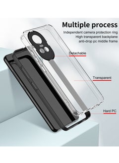 Generic Case for Oppo Reno10 5g and Reno10 Pro 5g 3 in 1 Clear Tpu Color Pc Frame Phone Cover Black  - Image 3