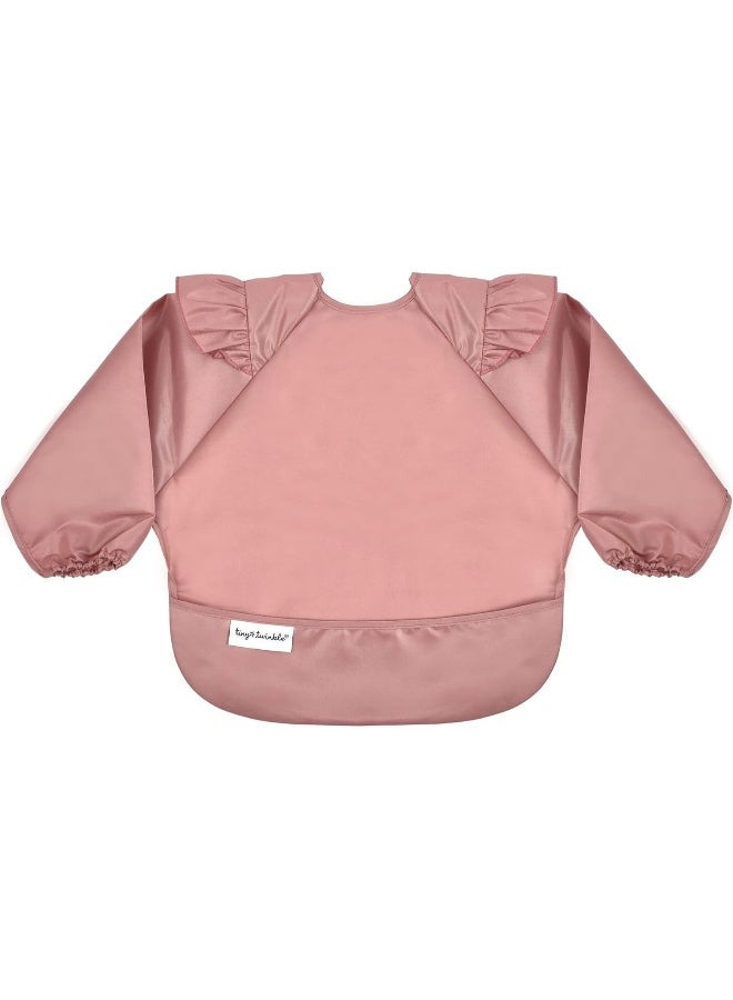 Tiny Twinkle Tiny Twinkle Mess Proof Baby Bib, Cute Full Sleeve Bib Outfit, Waterproof Bibs for Toddlers, Machine Washable, Tug Proof Closure, Baby Smock for Eating, Long Sleeved (Taupe, Small 6-24 Months)  - Image 1