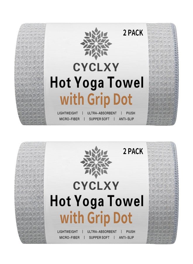CYCLXY 2 Pack Hot Yoga Towel with Grip Dot，Stickyfiber Yoga Mat Towels Non Slip for Hot Yoga,Absorbent Microfiber Sweat Anti-Slip Cover,Bikram,Pilates,Exercise,Fitness - Image 1