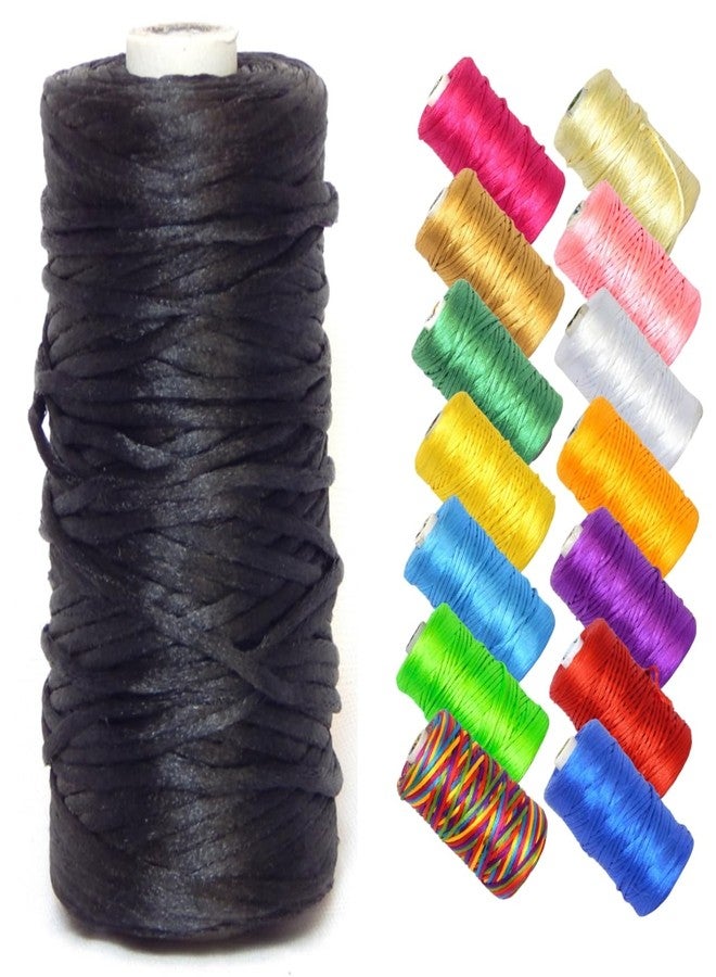 ecofynd 3mm, 40 Meters Silky Satin Nylon Cord (Purse Thread), Rattail String Thread for Bracelets, Necklaces, Jewelry Making, Chinese Knotting, Arts and Crafts (Black) - Image 1