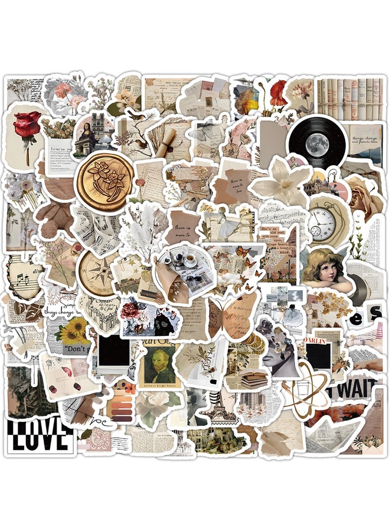 100Pcs Aesthetic Vintage Stickers for Scrapbooking, Art Newspaper Waterproof Stickers for Journing Skateboard Laptop,Scrapbooking Supplies Stickers for Kids,Teens,Adults - Image 1