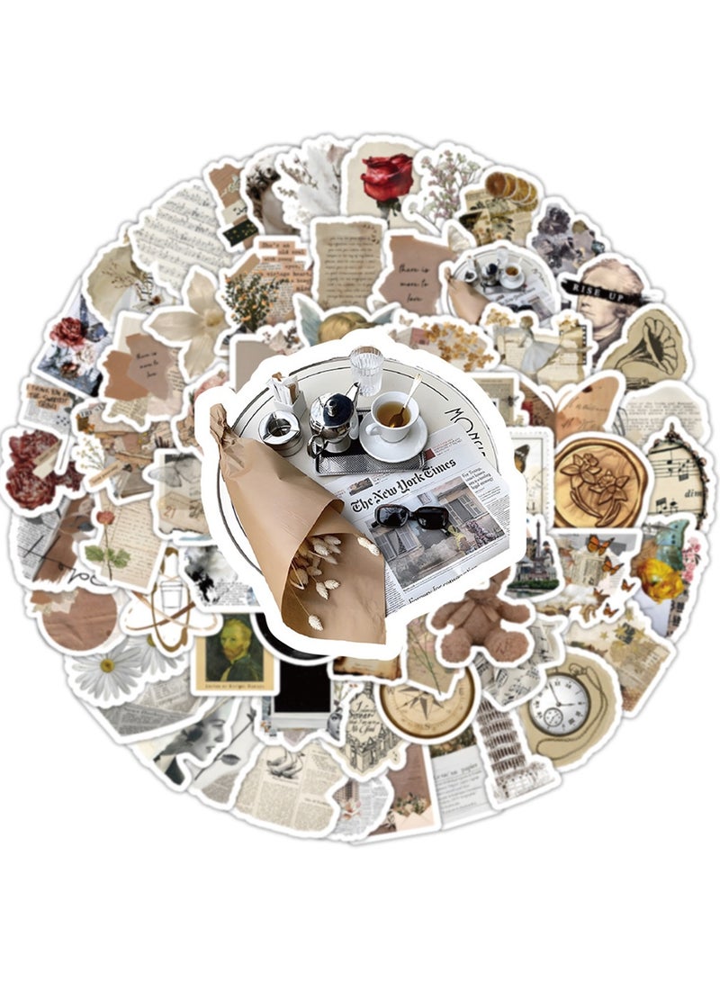 100Pcs Aesthetic Vintage Stickers for Scrapbooking, Art Newspaper Waterproof Stickers for Journing Skateboard Laptop,Scrapbooking Supplies Stickers for Kids,Teens,Adults - Image 2