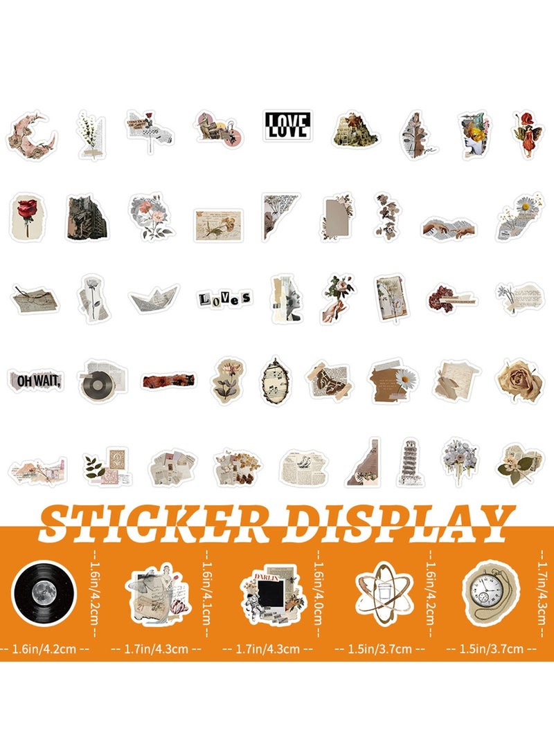 100Pcs Aesthetic Vintage Stickers for Scrapbooking, Art Newspaper Waterproof Stickers for Journing Skateboard Laptop,Scrapbooking Supplies Stickers for Kids,Teens,Adults - Image 3