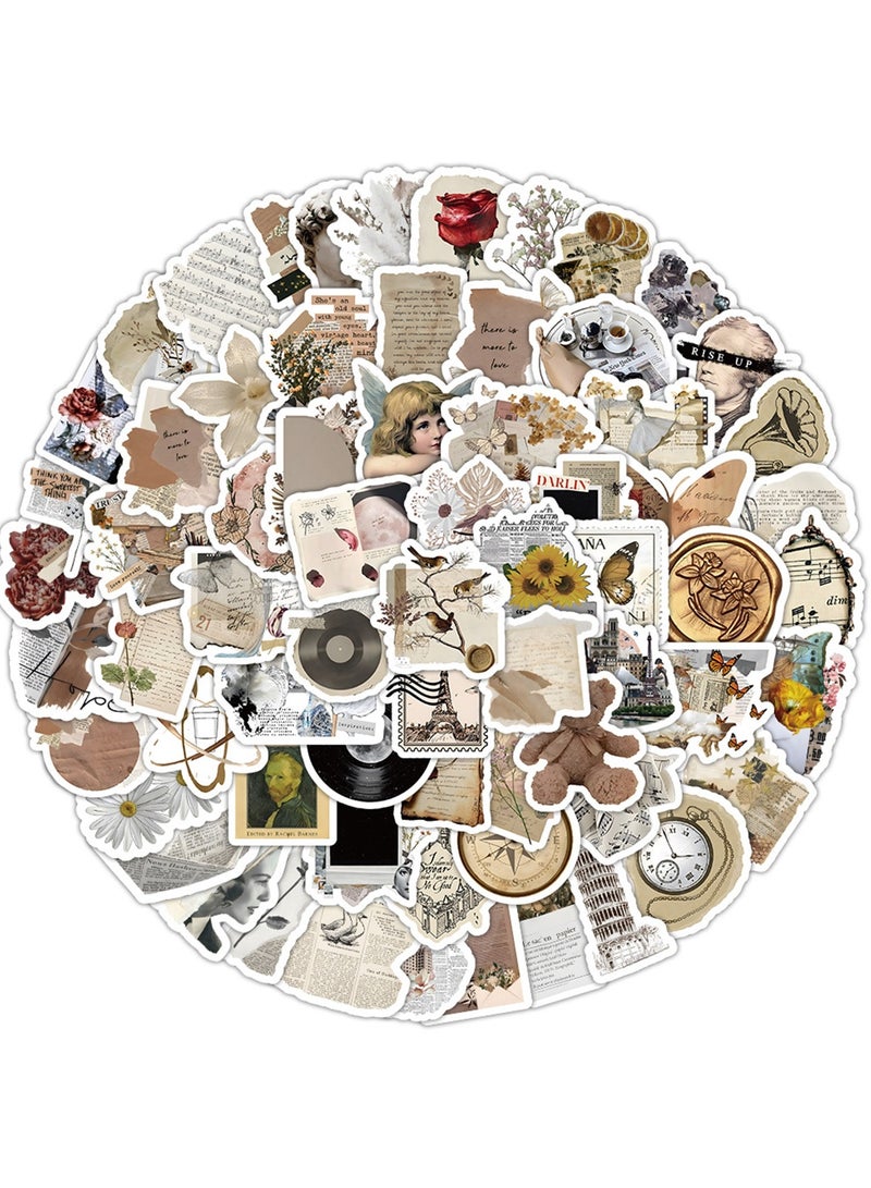 100Pcs Aesthetic Vintage Stickers for Scrapbooking, Art Newspaper Waterproof Stickers for Journing Skateboard Laptop,Scrapbooking Supplies Stickers for Kids,Teens,Adults - Image 5