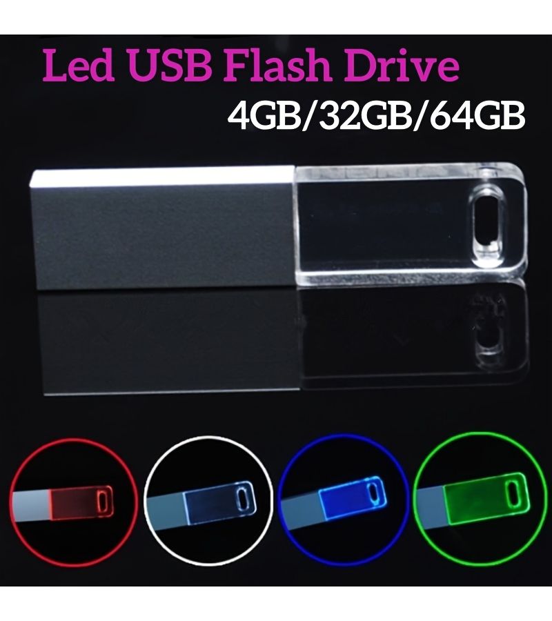 64GB White LED Light USB Flash Drive High Speed Memory Stick for Data Photo Video Music Storage Computer Laptop Speaker External Storage Business Birthday Gift - Image 5