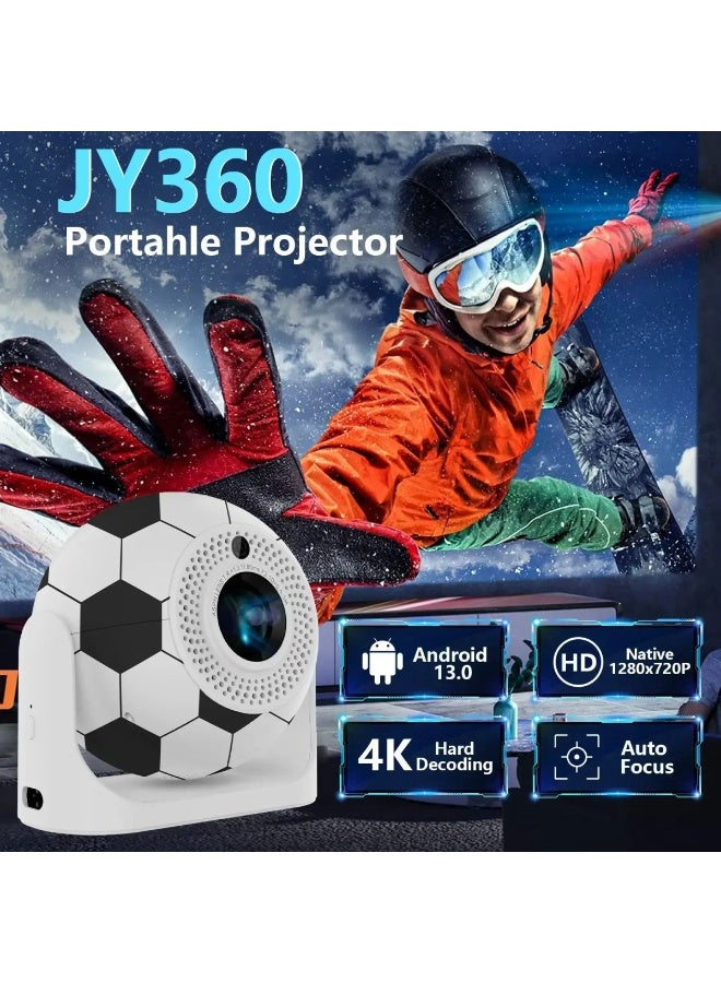 TIGER JY360 Mini Ball Smart Projector with Android 13, Auto-Focus, Dual Band 2.4/5G WiFi, Portable Wireless 4K HD Projector, Compatible with Mobile Phones and Tablets, Compact Home Theater System for Movies, Gaming, Presentations, Indoor and Outdoor Use - Image 4