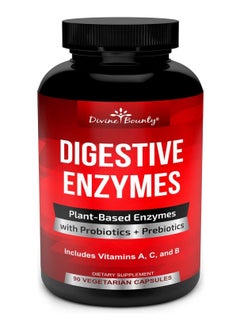 Divine Bounty Digestive Enzymes with Probiotics & Prebiotics - Digestive Enzyme Supplements w Lipase, Amylase, Bromelain For Digestion, Bloating, Gas, and IBS For Men and Women - 90 Vegetarian Capsules  - Image 1